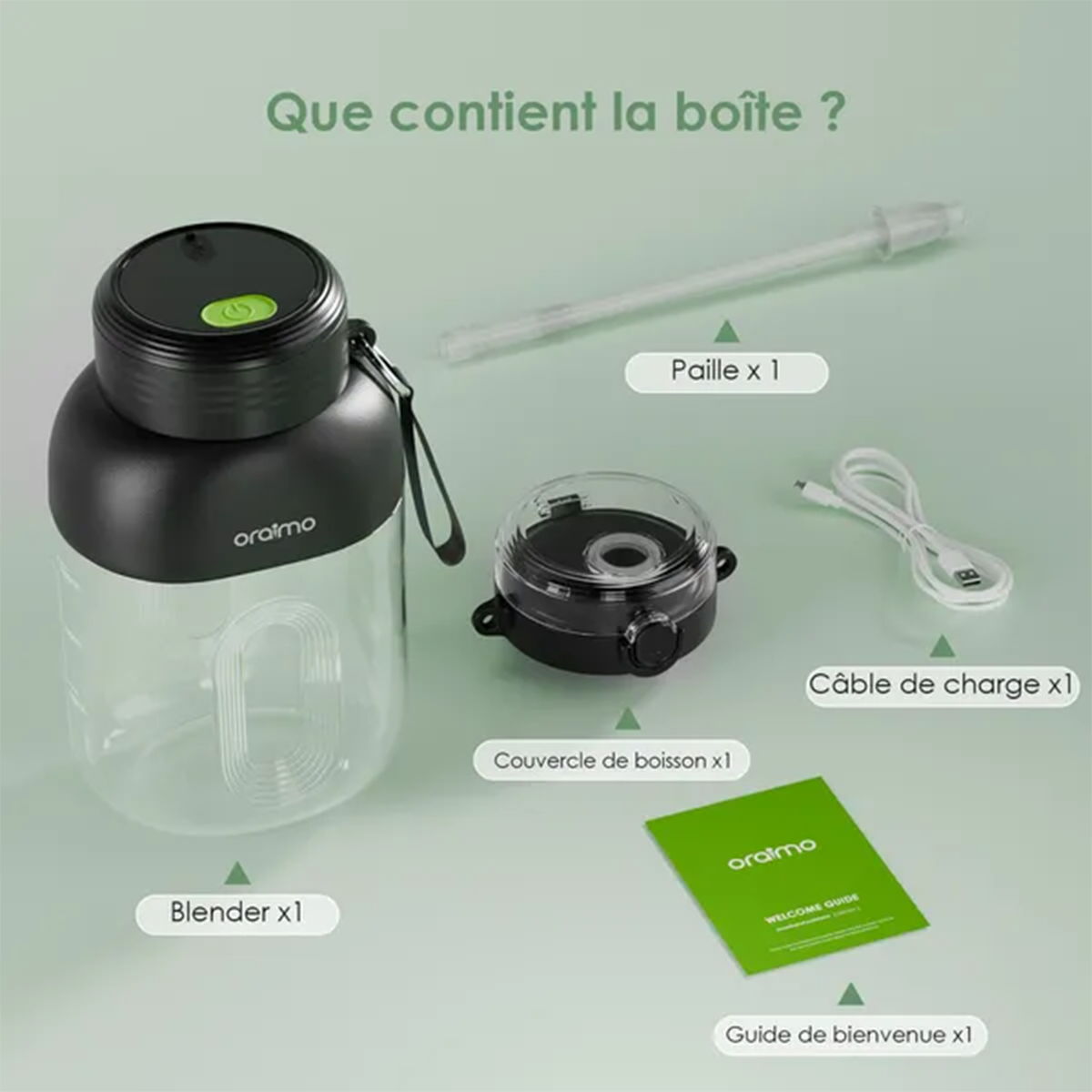Mixeur portable oraimo SmartBlender Cup 1L : La fraîcheur nomade en un clic