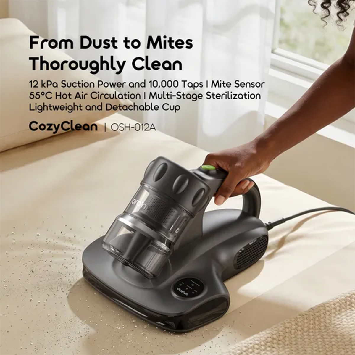 Aspirateur anti-acariens oraimo CozyClean : Un sommeil sain et purifié au quotidien