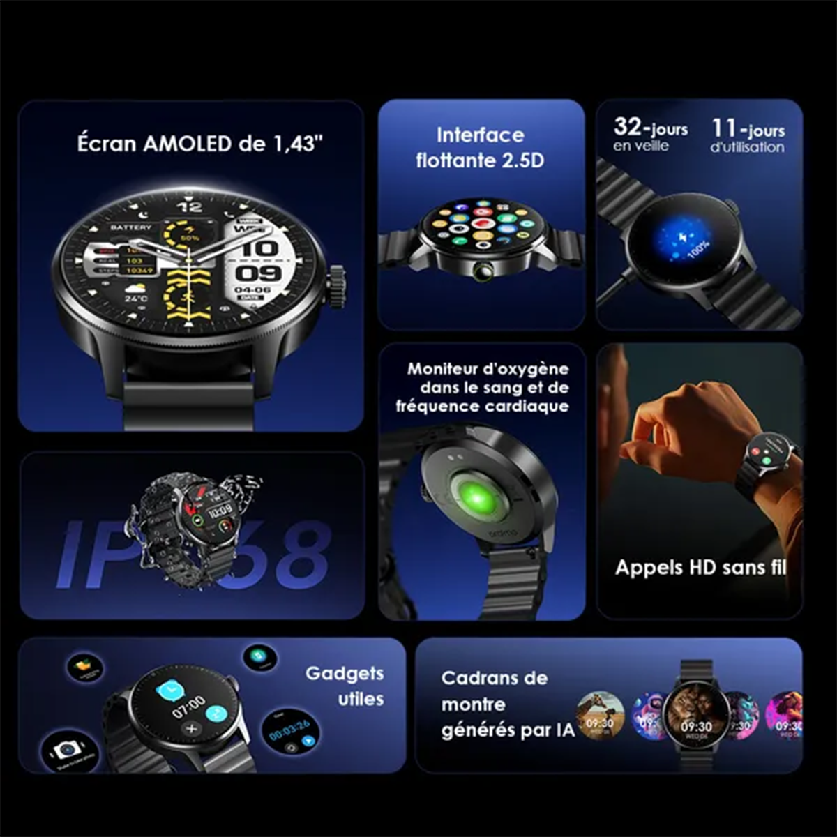SmartWatch Montre Connectée oraimo Watch 5R Pro AMOLED