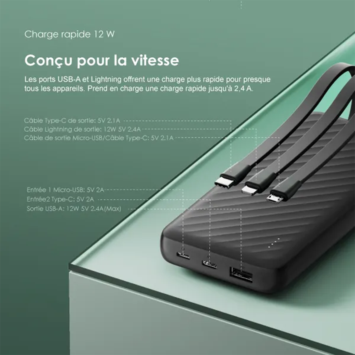PowerBank Banque d’Alimentation oraimo Slice Link (10000mAh)