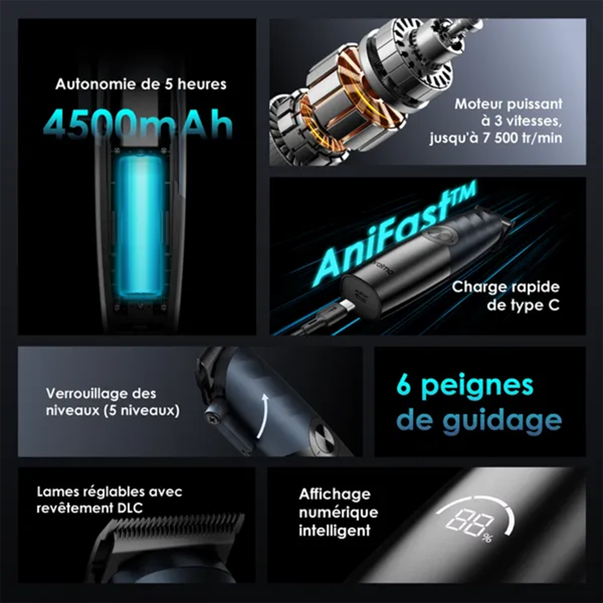 Tondeuse Haute Performance oraimo SmartClipper Pro Max