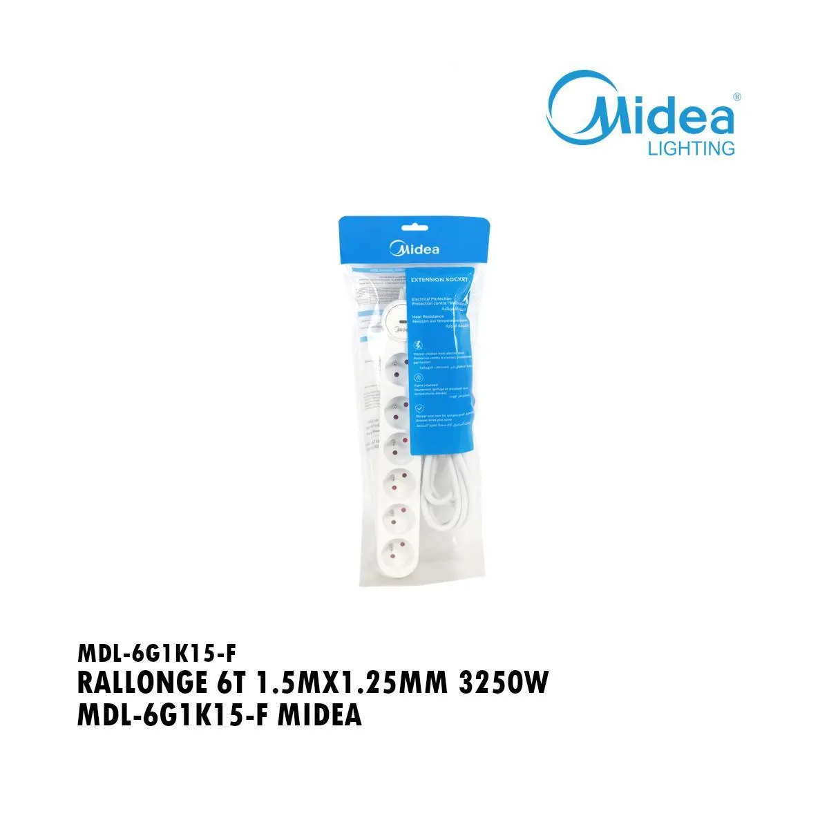 Rallonge Multiprise Haute Performance Midea MDL-4G1K15-F